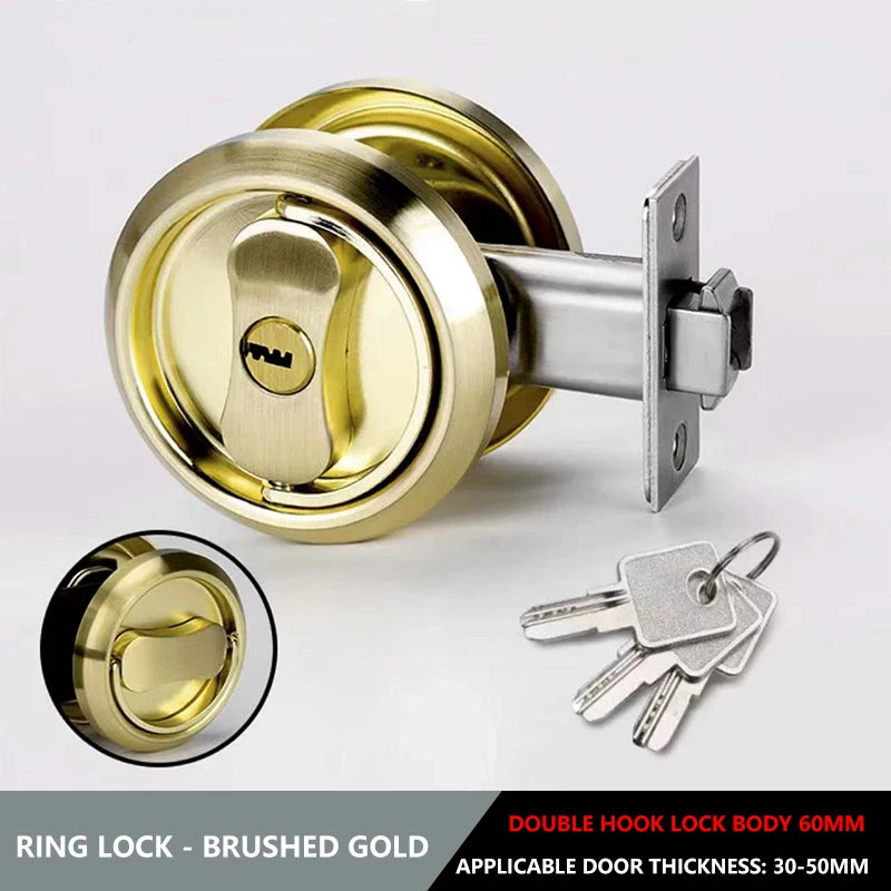304 Stainless Steel Invisible Door Lock Hidden Lock Invisible Lock Background Wall Sliding Door Lock Double Hook Anti-theft Lock