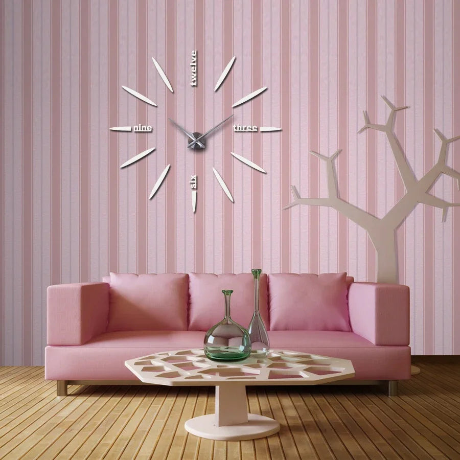 New fashion 3d wall clock reloj de pared quartz watch brief diy clocks living room large stickers decorative horloge murale