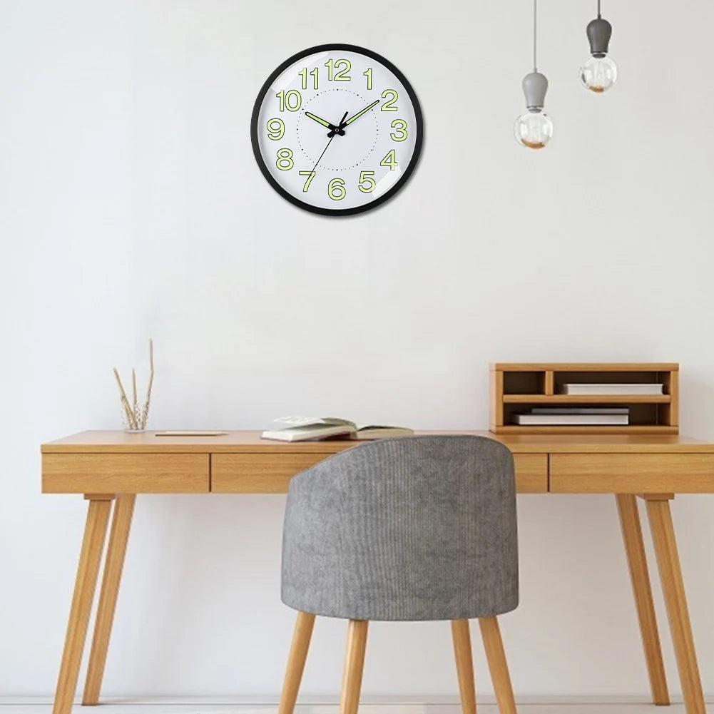 12inch Luminous Wall Clock Non-Ticking Silent Quartz Clock Energy-Absorbing Glow in The Dark Wall Time Clock for Bedroom Office