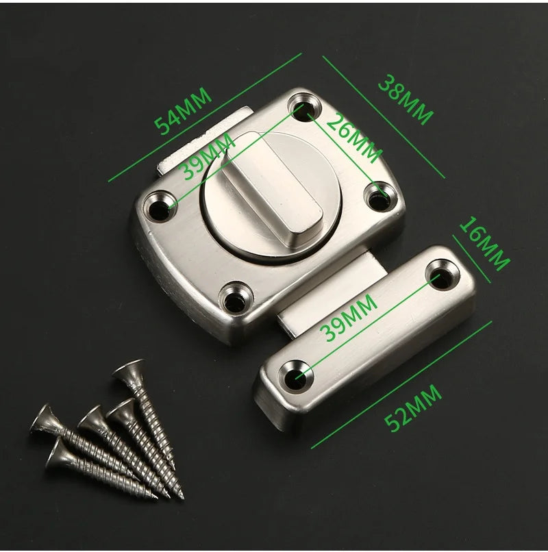 Home Security Latch Double Sided Cabinet Locks Rotate Bolt Gate Latches Twist Rotating Barrel Lock Bathroom Toilet Door Hardware