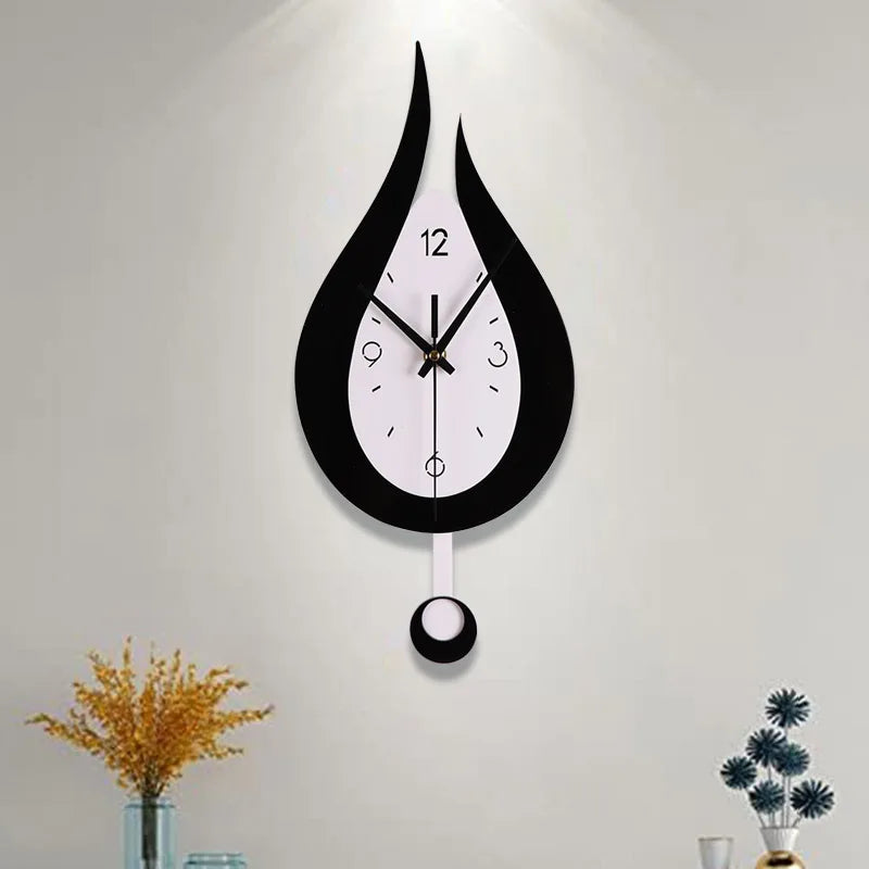 Waterdrop Swinging Wall Clock Acrylic Black and White Contrast Clock Home Living Room Bedroom Wall Decoration Clock