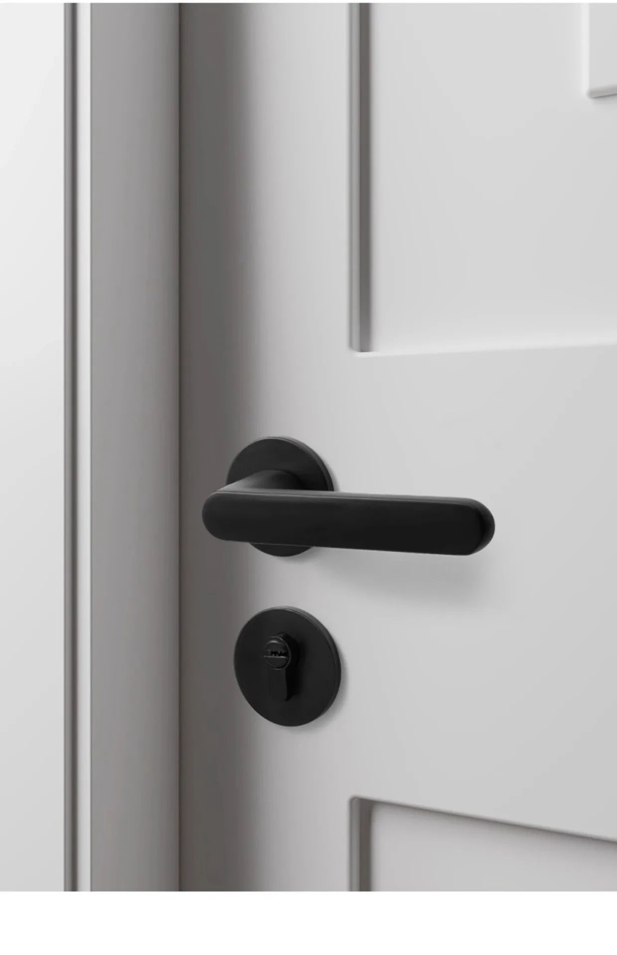 Black American Style Indoor Door Lock, Integrated Magnetic Silent Wooden Door Handle, Universal Home Bedroom Lock