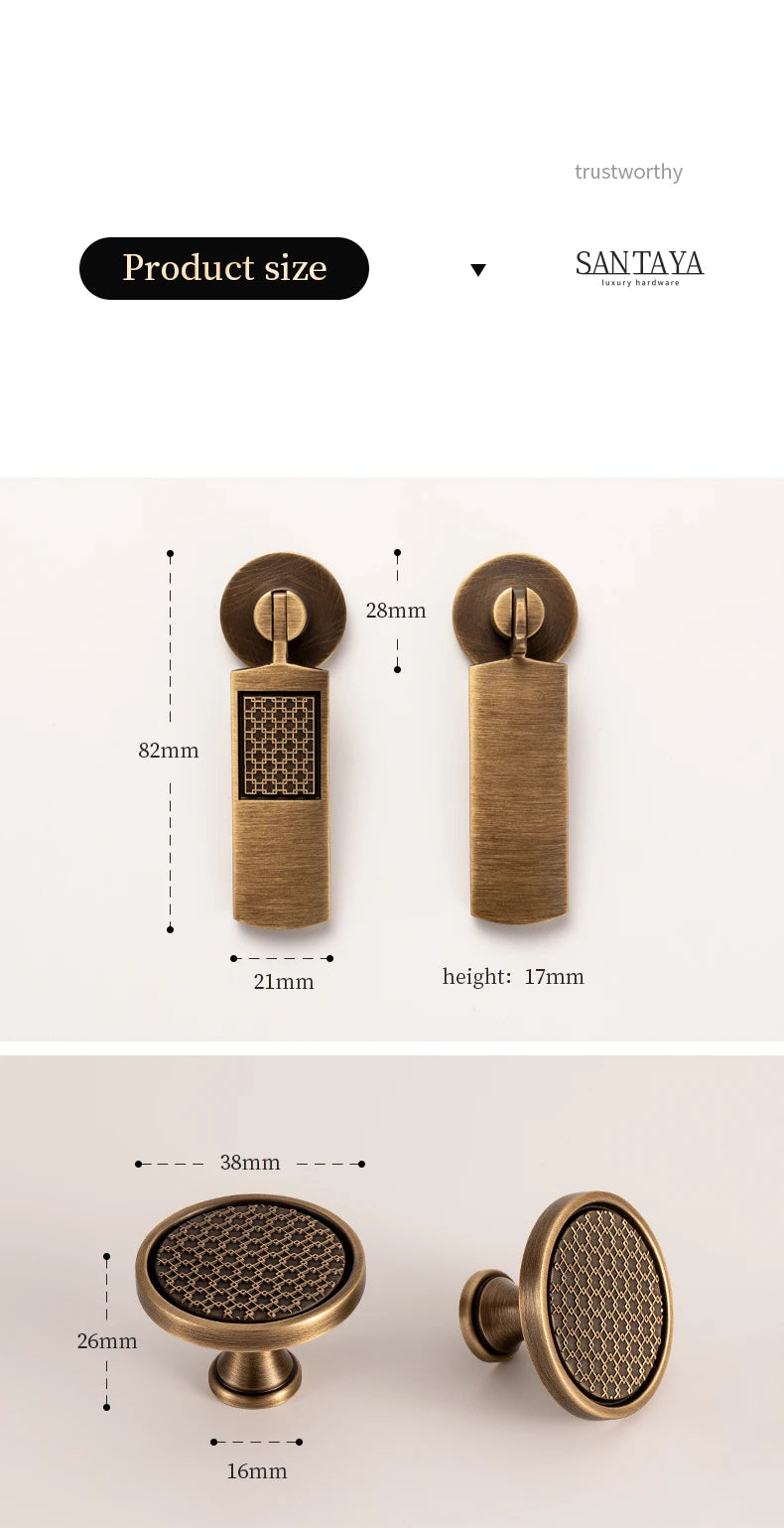 Antique Brass Handle Luxury Bronze Pull Kitchen Cabinet Handle Wardrobe Drawer Knob