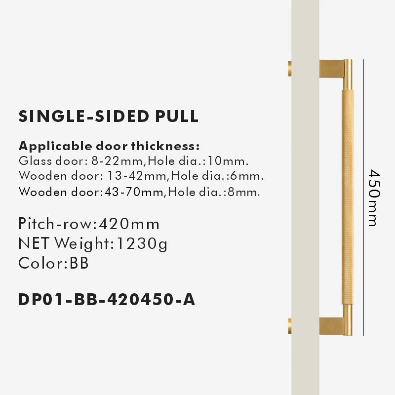 Nurlin Solid Brass Door Double Single Sided Cross Knurled Kitchen Refrigerator Appliance Closet Pull Bar Wood Gate Glass Door