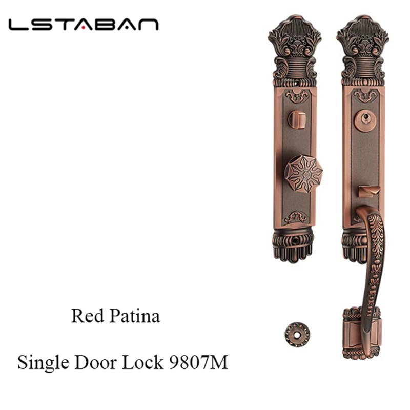 Luxury European Solid wood Villa Interior Door Lock Gate Outdoor Double Open Yellow Bronze Wooden Door Lock