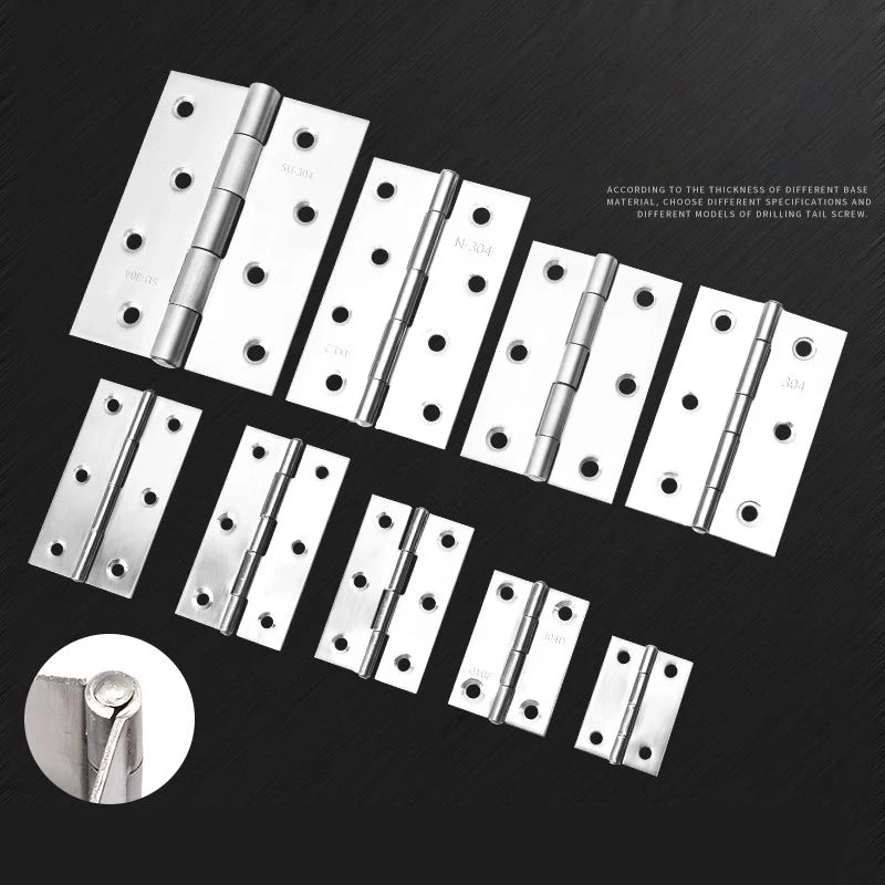 6/10pcs Furniture Cabinet Door Hinges Stainless Steel Drawer Fitting Hinge Hardware Box Accessories 2in 3in 1.5in 2.5in 3.5in
