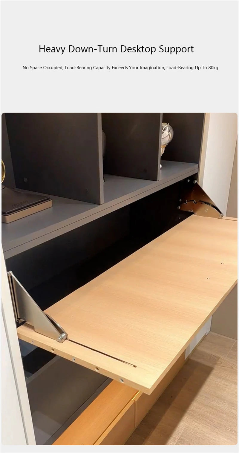 Downward Flipping Cabinet Door Support 80kg Stainless Steel Bracket Desk Flip Table Top Connection Pull-Down Hinge