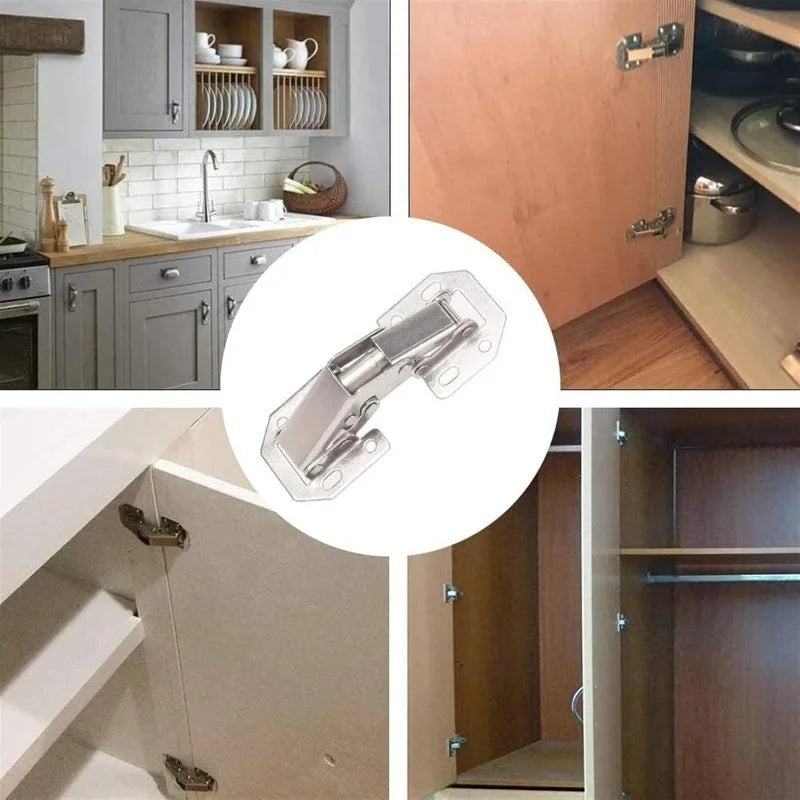 10/2PCS 90 Degree No-Drilling Hole Stainless Steel Cabinet Hinges - Buffer Hinge for Home Kitchen Furniture Hardware