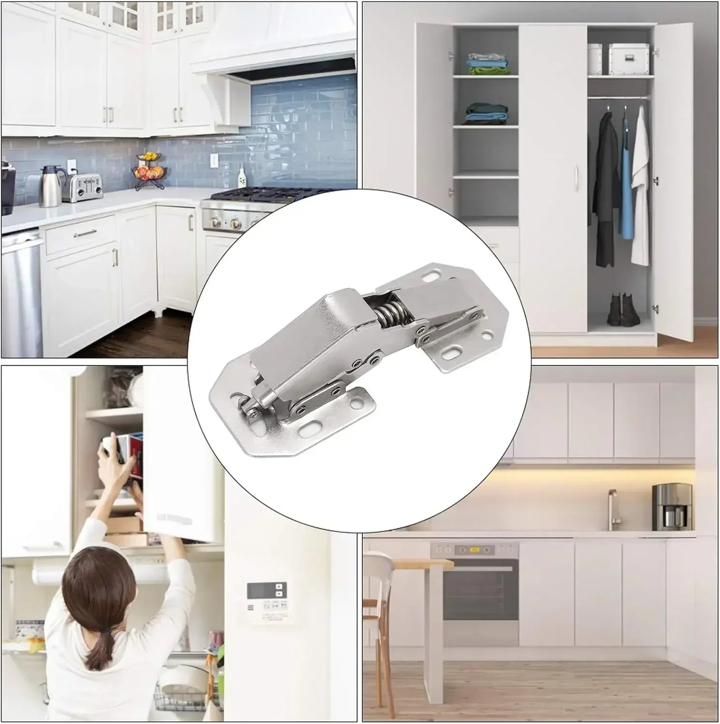 10/1PCS Cabinet Hinges 90 Degree No-Drilling Hole Hydraulic Buffer Hinge Soft Close Concealed Cupboard Door Furniture Hinges