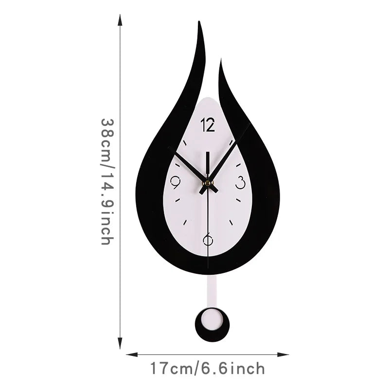Waterdrop Swinging Wall Clock Acrylic Black and White Contrast Clock Home Living Room Bedroom Wall Decoration Clock