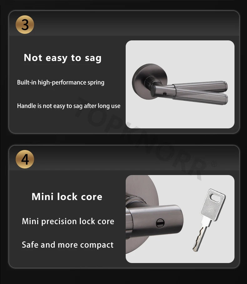 Bedroom Black Door Lock Magnetic Mute Lock Indoor Wooden Door Lock Bathroom Household Simple Door Handle Locks Handles Interior