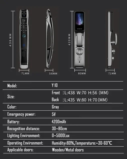 Wifi Tuya APP Face Recognition Smart Door Lock With Camera Video Call Voice Intercom Digital Door Lock Automatic Door Lock