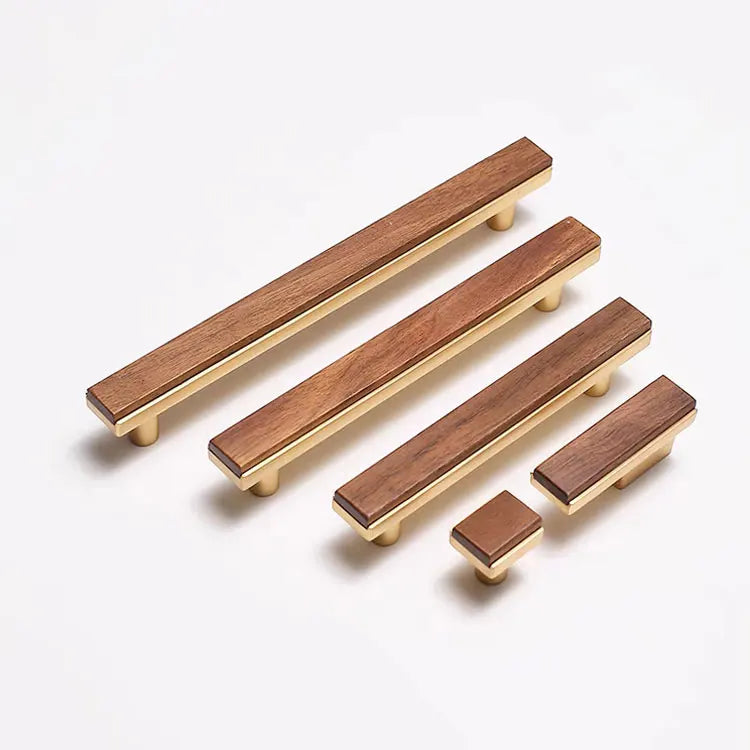 Black Walnut Cabinet Handles Pearl Grey Gold Square Drawer Knobs Bedroom Solid Wooden Wardrobe Pulls Simple Furniture Hardware