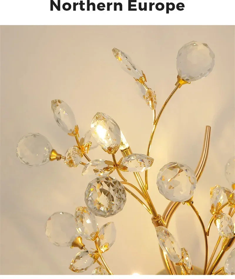 ELARA European Style Indoor Wall Lamp Gold Crystal Luxury Fixtures LED Modern Light Sconces for Home Decoration