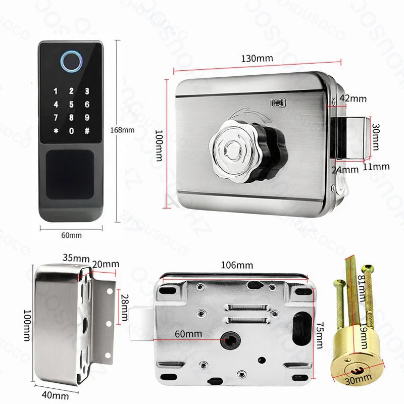 Fingerprint Lock Waterproof Tuya Wifi Remote Control Bluetooth TTLock App Card Digital Code Keyless Electronic Smart Door Lock