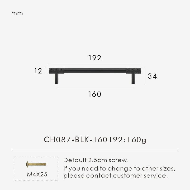 Nurlin Solid Brass Knurled Cabinet Knobs Wardrobe Handle T-bar Antique Bronze Gold Black Handle Available In Multiple Sizes