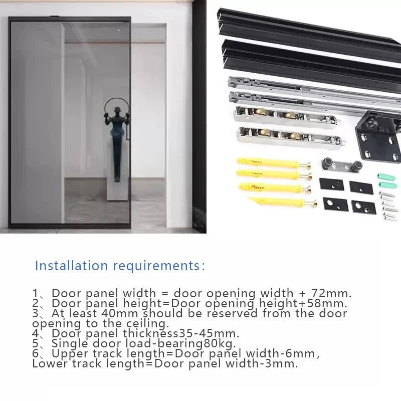 Ghost Door Hardware Two-way Buffer Trackless Invisible Track Bedroom Partition Sliding Door Hanging Slide