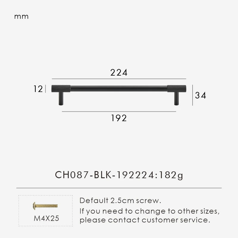 Nurlin Solid Brass Knurled Cabinet Knobs Wardrobe Handle T-bar Antique Bronze Gold Black Handle Available In Multiple Sizes