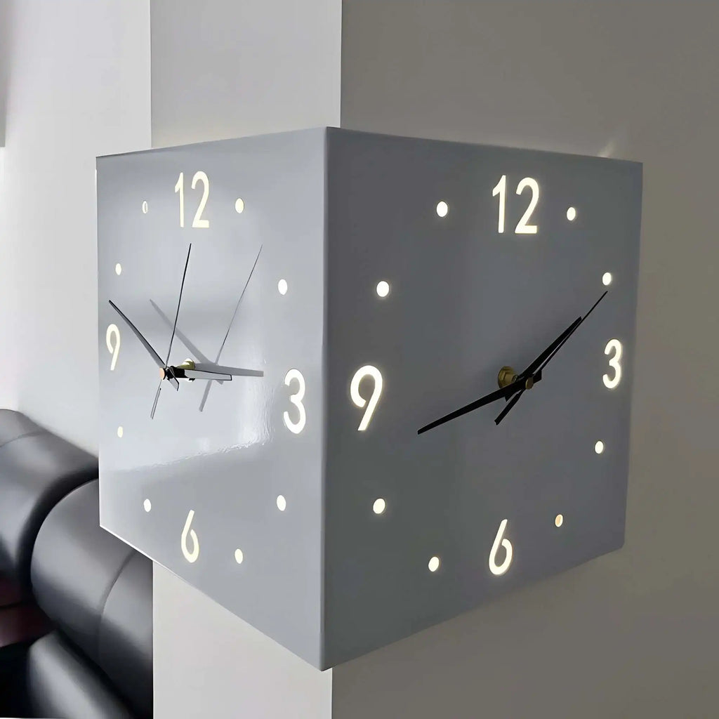 Corner Modern Wall Clock, Stylish Double-sided Luminous Wall Clock, Sensor Luminous Corner Wall Clock, Mute Wall Clock