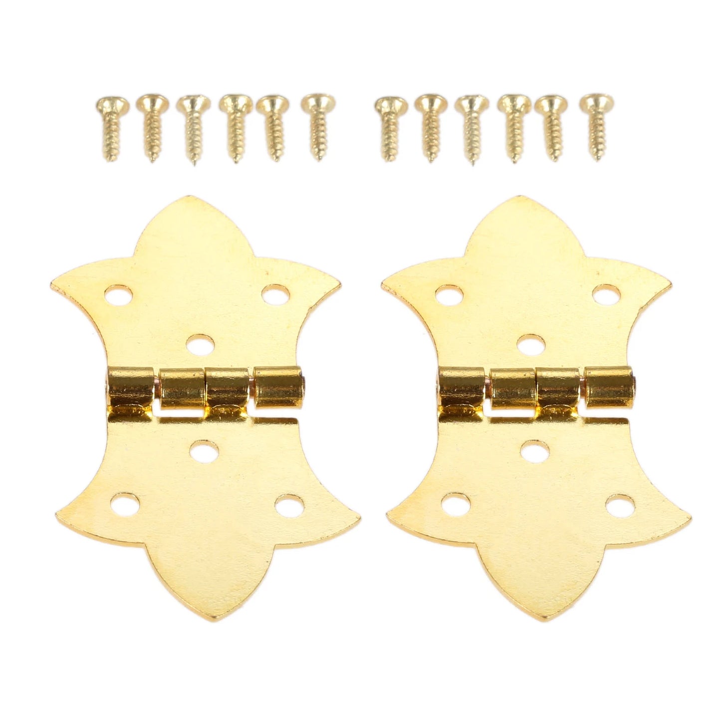 DRELD 2Pcs Flower Cabinet Hinge Furniture Fitting with Screws Jewelry Gift Wine Wood Box Door Butt Hinge for Woodworking 57*31mm