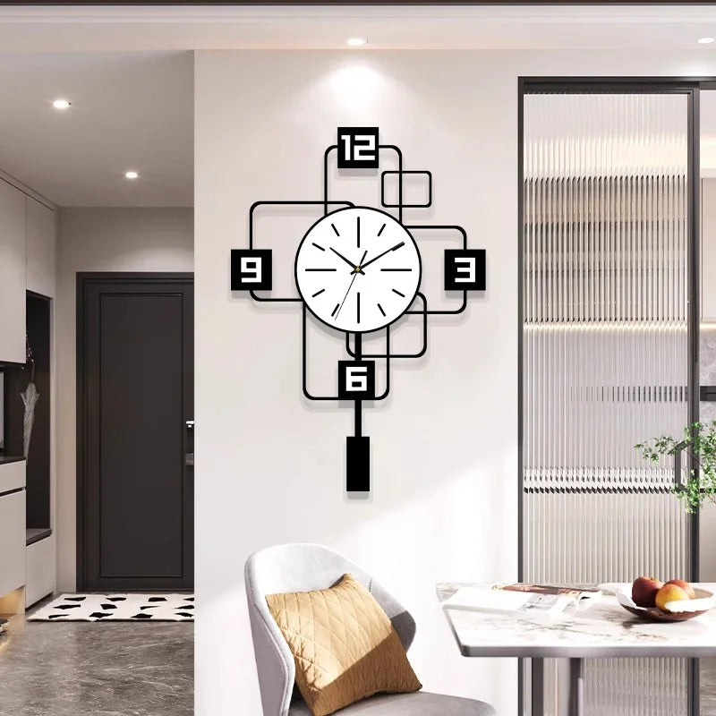 Large 40 cm diameter silent wall clock in living room