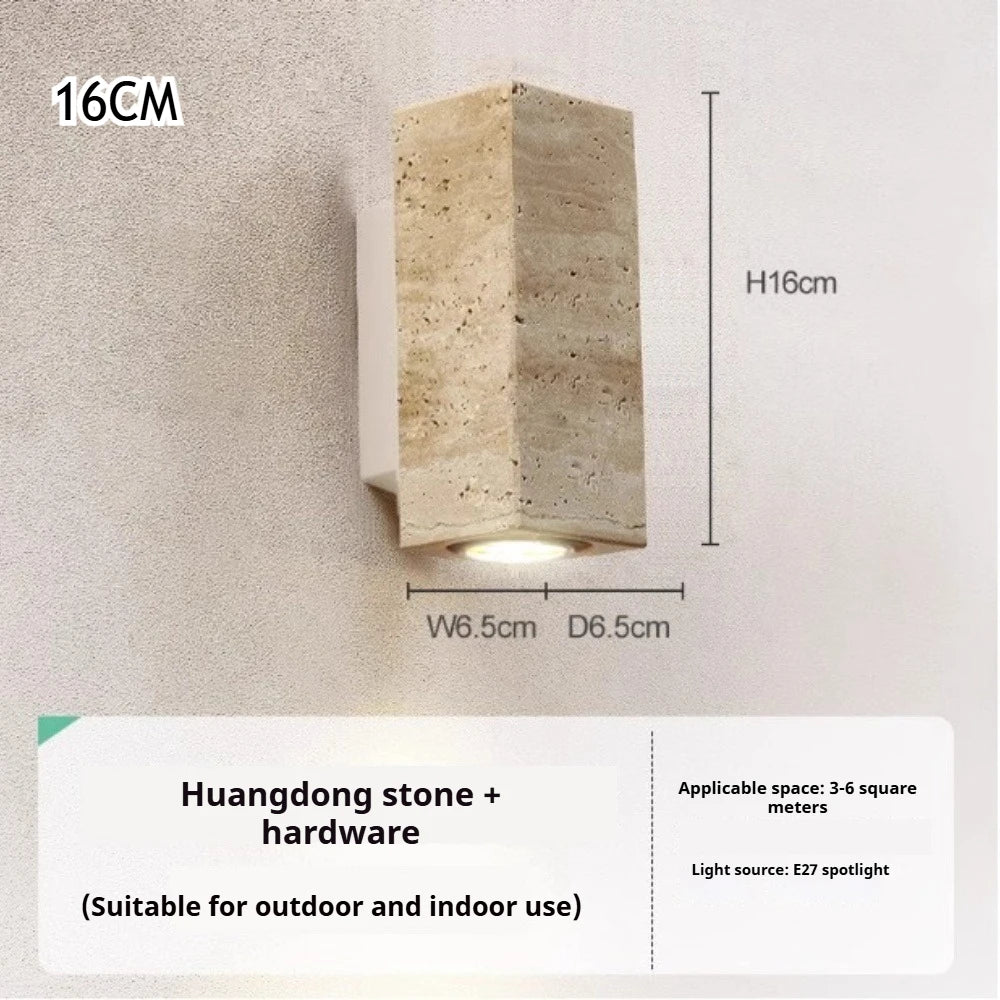 Wabi Sabi Guesthouse Courtyard Villa Outdoor Waterproof Yellow Cave Stone Wall Lights Dining Room Balcony Travertine Wall Lamps