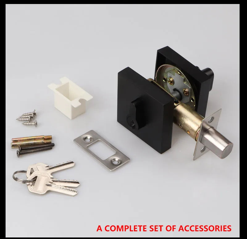 Zinc Alloy Deadlock Invisible Exit Square Door Lock Indoor Bedroom Passage Auxiliary Lock Door Single Tongue Hidden Lock