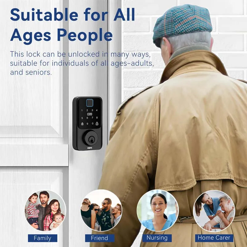 XSDTS Entry Smart Door Lock IC Card Key/Password/Fingerprint Tuya Smartlife APP Unlock Front Door Smart Lock Deadbolt