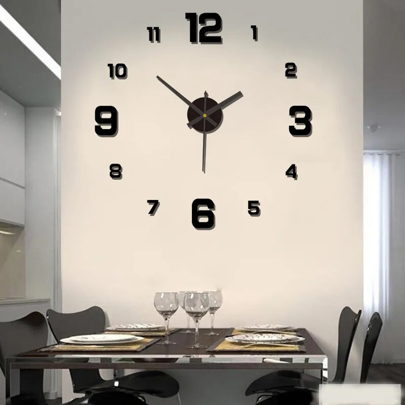 3D Acrylic Mirror Wall Clock Sticker with DIY Quartz Design for Home Decoration in Living Room