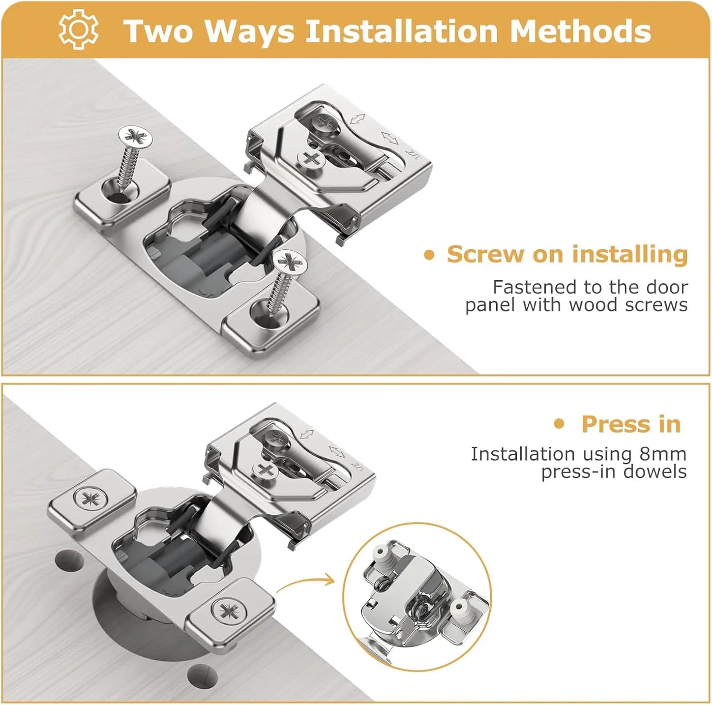 Viladepot 1/2" Cabinet Hinges Small Overlay Concealed Face Frame Hinges 105° Open Angle 4D Adjustable Soft Close Self Closing