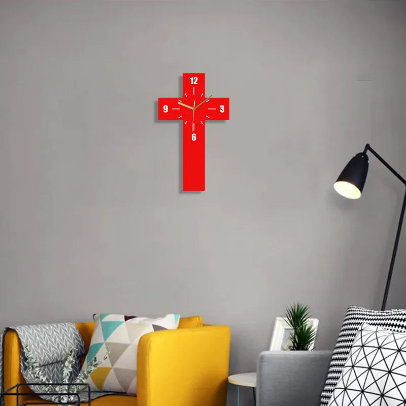 Creative Cross Clock Pendant Silent Suitable for Home Decoration Wall Decoration Halloween Room Decoration