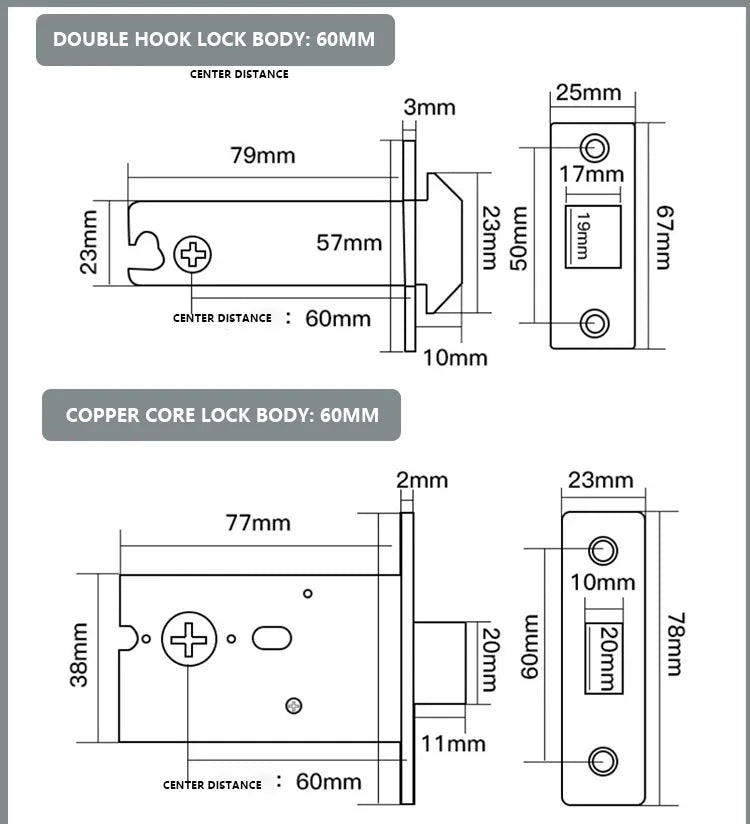 304 Stainless Steel Invisible Door Lock Hidden Lock Invisible Lock Background Wall Sliding Door Lock Double Hook Anti-theft Lock