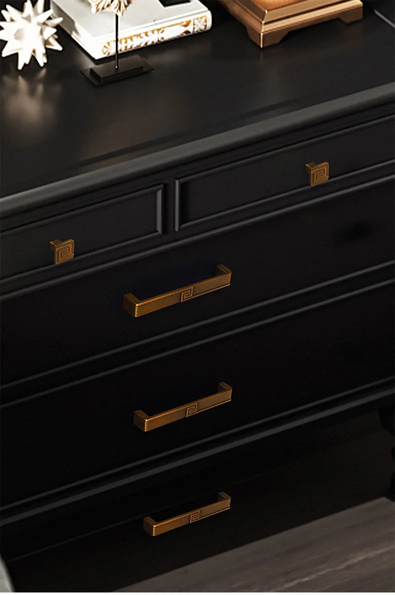 AOBT Brass Furniture Handles Nordic Fresh Chinese American Gold/Black/Bronze Cabinet Door Drawer Wardrobe Dresser Pulls Knobs