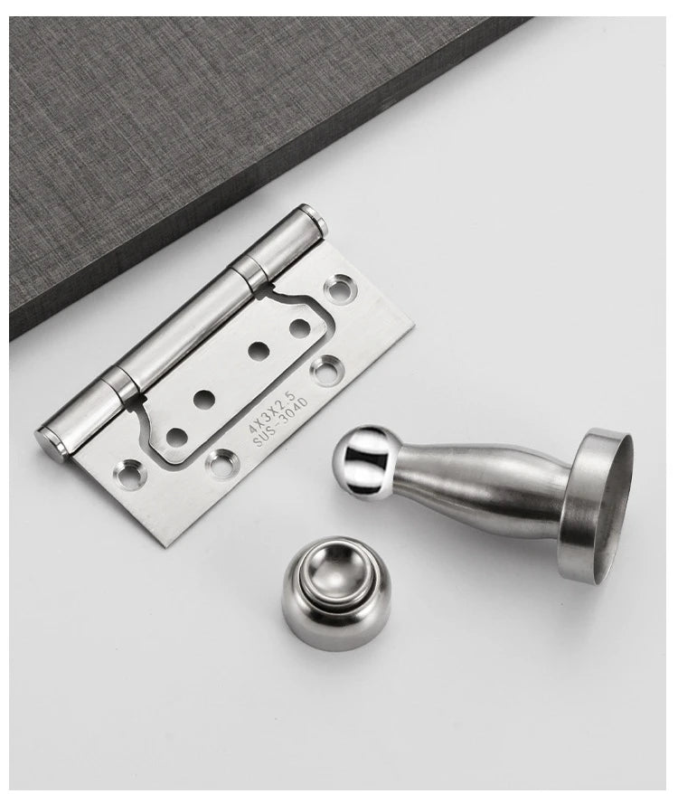 Stainless Steel Parent-Child Hinge, Door Suction Hinge Three-in-one, No Grooves Required, Wooden Door Silent Hinge, Hardware