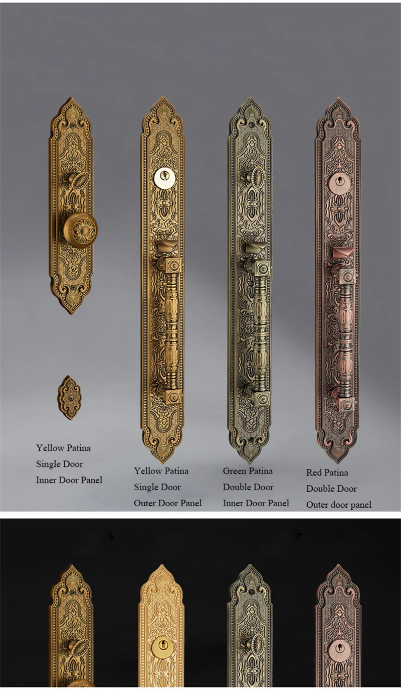 Bronze Luxury European style/ Villa Door Lock Security hotel door lock entry Double-open Folio Door Lock Solid Wood Door Lock