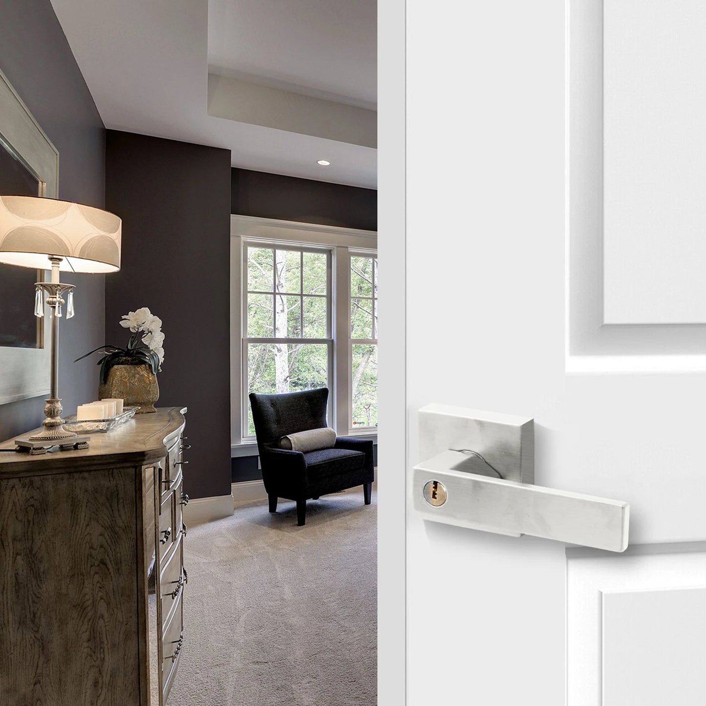 Door Lever Handle | Heavy Duty Door Lever Lock | 12 Pieces Anti-Theft Handlesets, Entrance Handle for Bedroom Closet