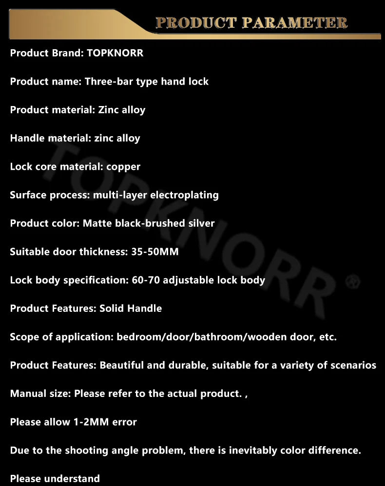 American Bathroom Door Lock Bathroom Keyless Three-pole Hand Lock Home Bedroom Door With Key Door Handle Spherical Lock Doorknob