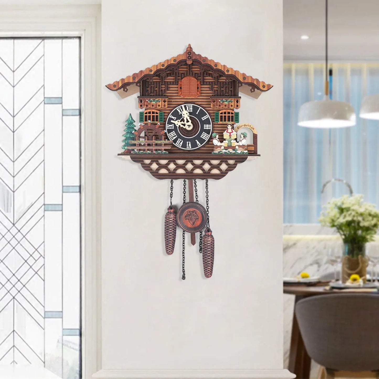Creative Bird Cuckoo Wall Clock with Swing & Auto Wings - Wooden Quartz Home Decor, Battery Operated (RC-02)