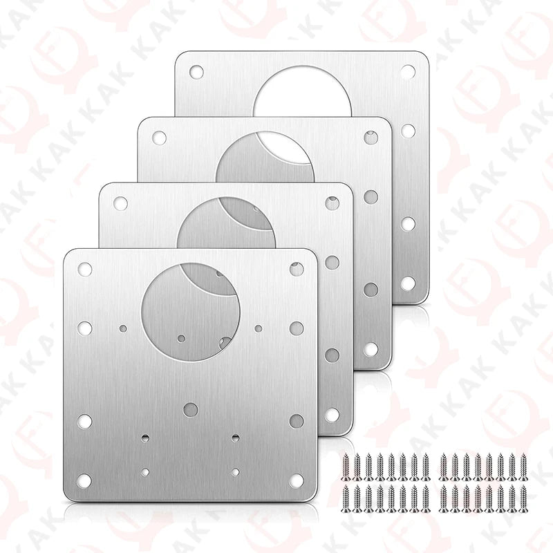 KAK 8pcs Hinge Repair Plate Brushed Stainless Steel Cabinet Hinge Fixing Plate Bracket Kit with Mounting Screws Door Hardware