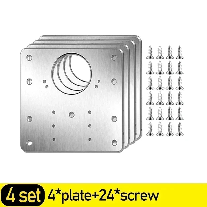 Cabinet Hinge Repair Plate Kit Stainless Steel Furniture Drawer Door Hinge Mounting Plate with Screw Flat Fixing Brackets Tools