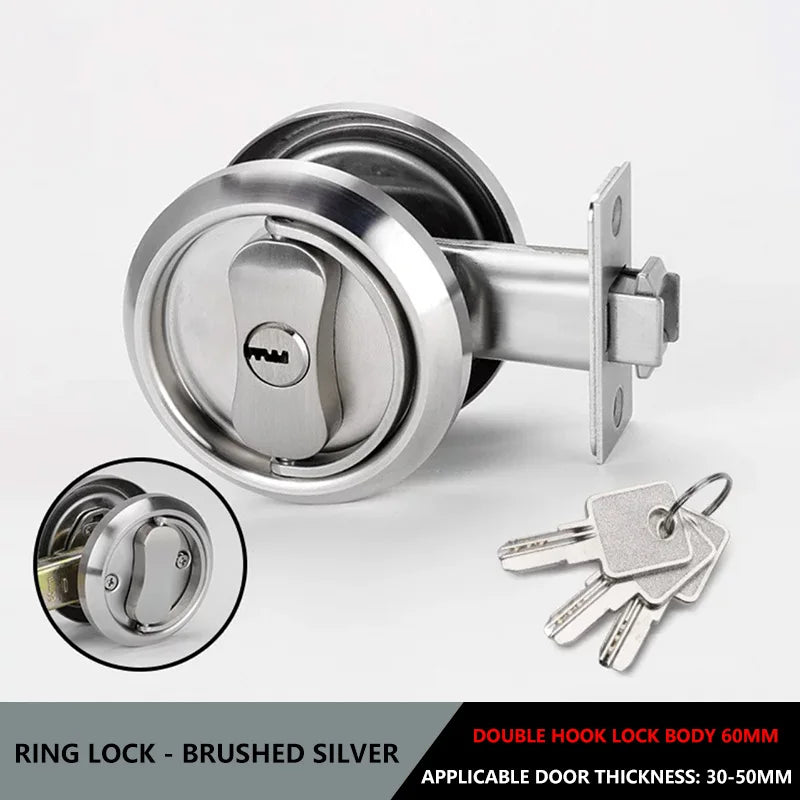 304 Stainless Steel Invisible Door Lock Hidden Lock Invisible Lock Background Wall Sliding Door Lock Double Hook Anti-theft Lock