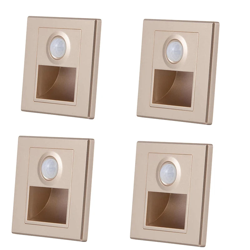 PIR Motion Detector Light Sensor led lights AC 110V-240V Recessed staircase bedroom wall lamp led night light