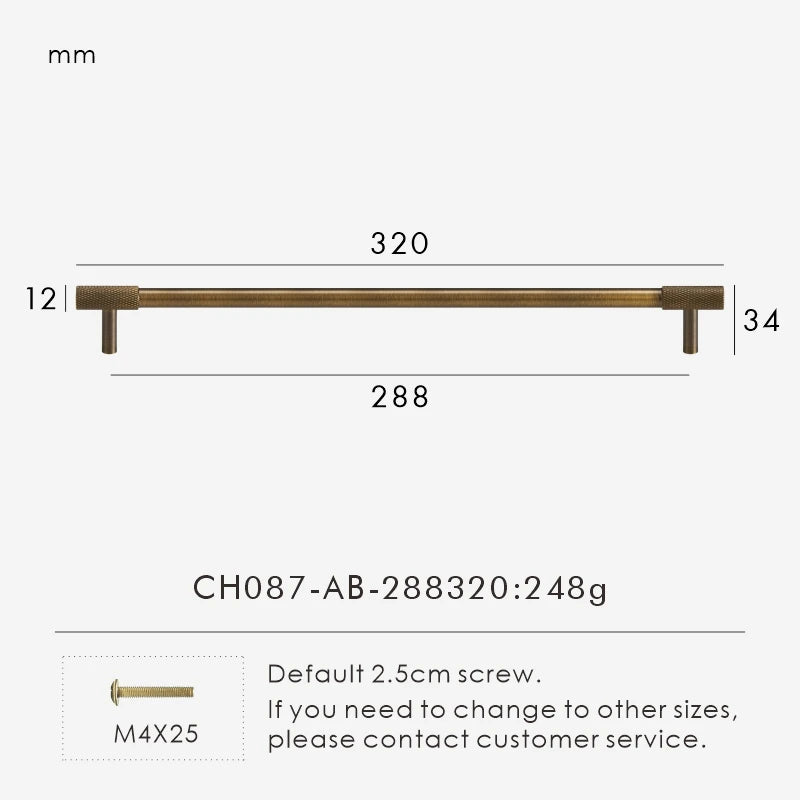 Nurlin Solid Brass Knurled Cabinet Knobs Wardrobe Handle T-bar Antique Bronze Gold Black Handle Available In Multiple Sizes