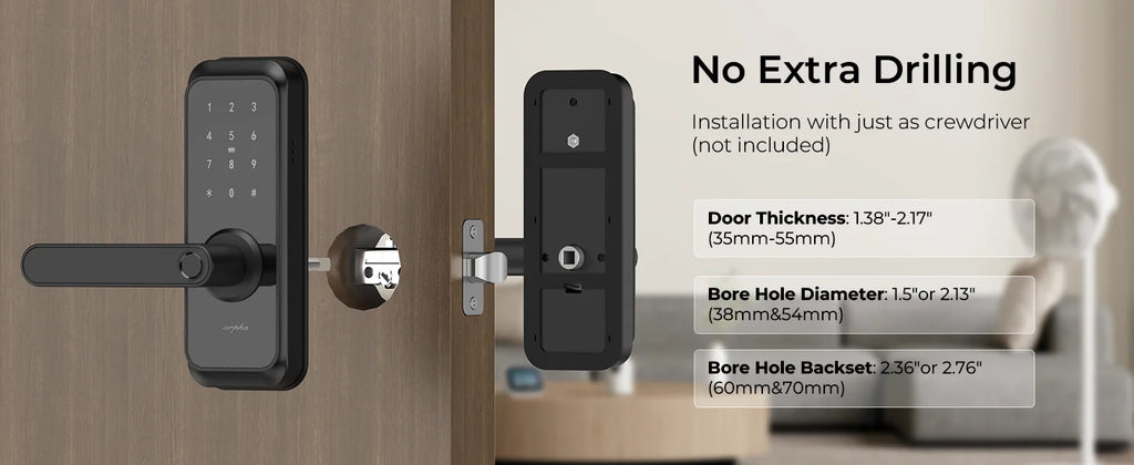 Arpha Smart Lock ‎T228 5-in-1 Entry Keyless Entry Door Lock Fingerprint Keyless Entry Door Lock Anti-Peep Keypad Code Waterproof