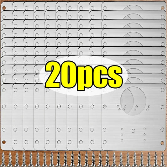 Cabinet Hinge Repair Plate Kit Stainless Steel Furniture Drawer Door Hinge Mounting Plate with Screw Flat Fixing Brackets Tools