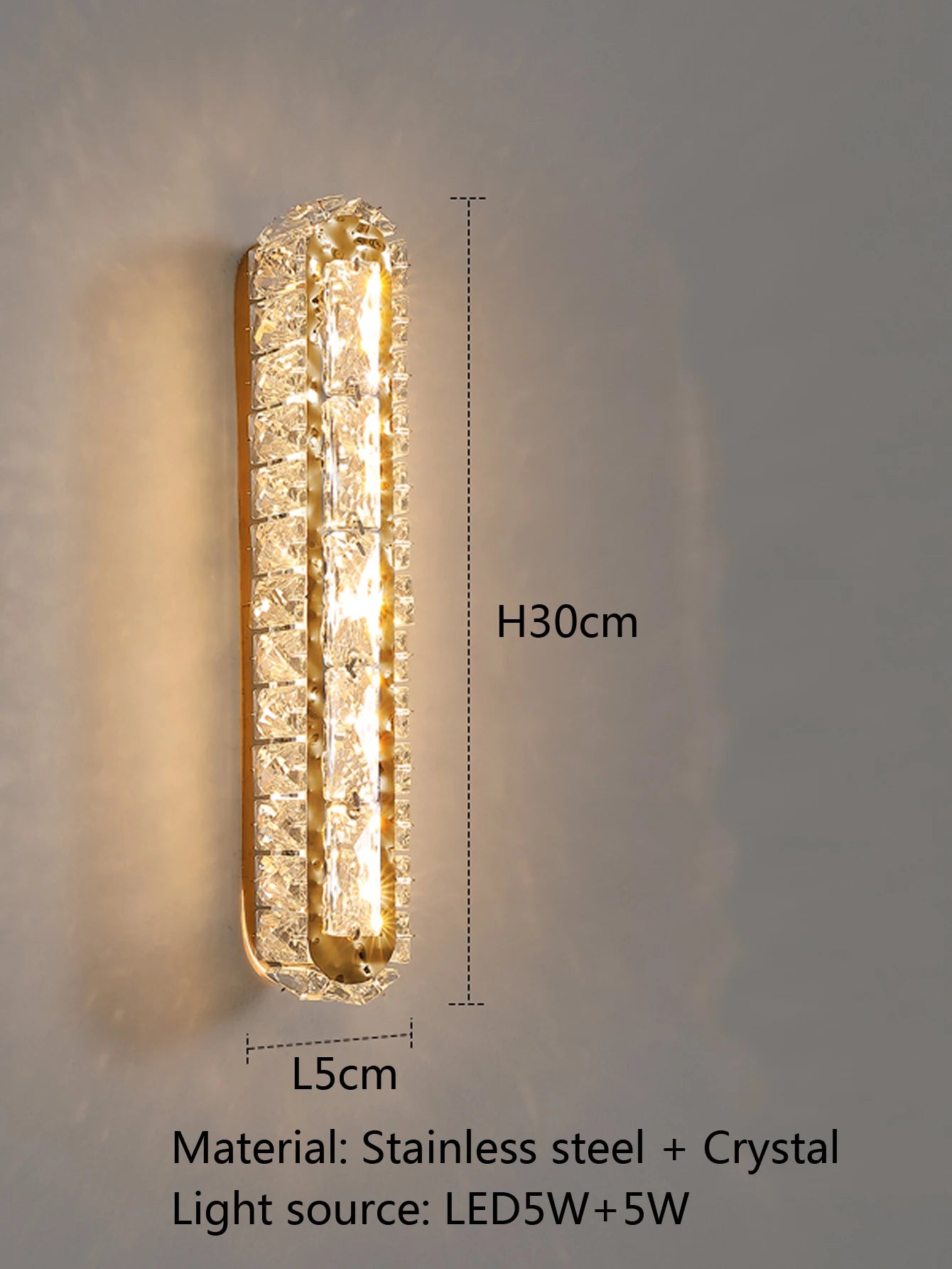 Gold/Silver Wall Lamp crystals strip interior wall light for living room background bedside corridor decoration wall