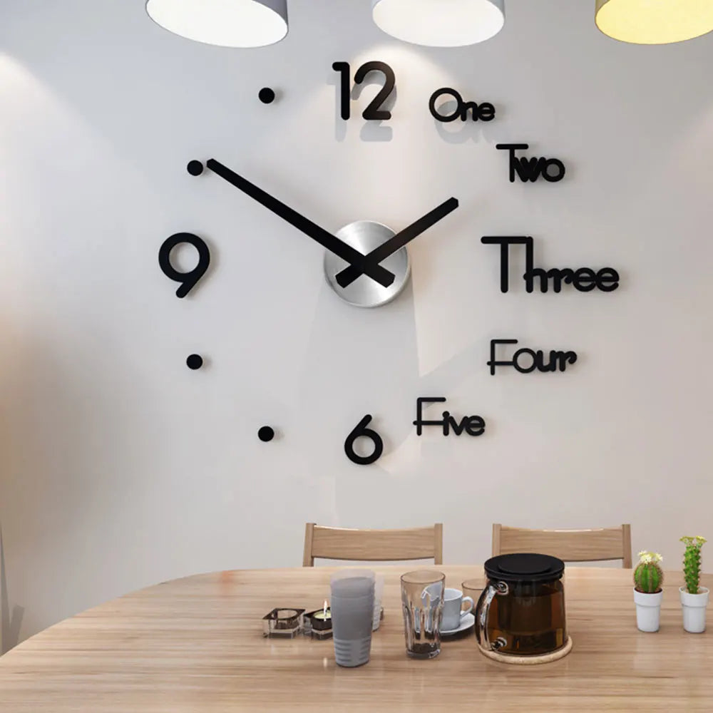 Modern Design Large Wall Clock 3D DIY Quartz Clocks Fashion Watches Acrylic Mirror Stickers Living Room Home Decor Horloge