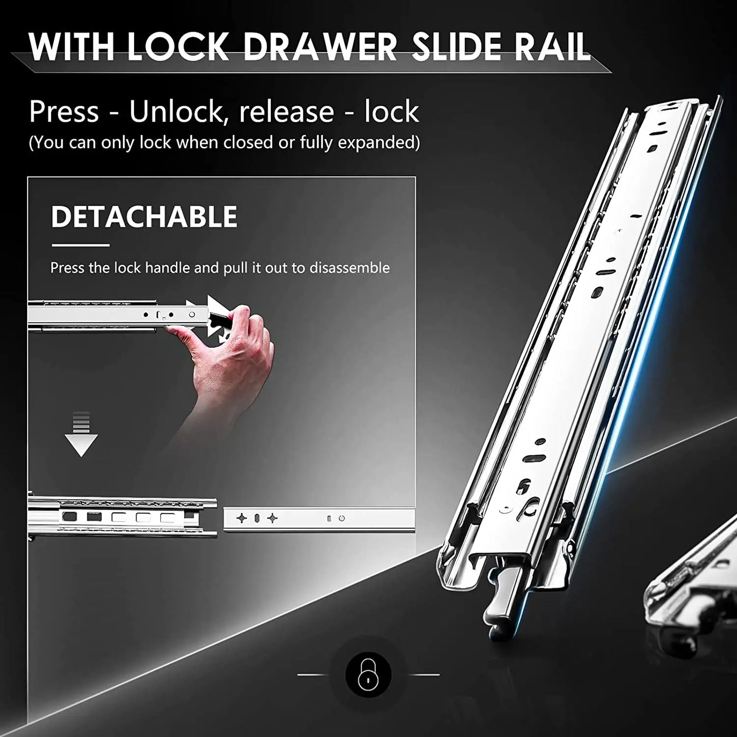 YOUTHUA 51mm Heavy Duty 68kg Drawer Slide Rail Runners Full Extension Industrial Drawer Slides Sliding Door Hardware Furniture