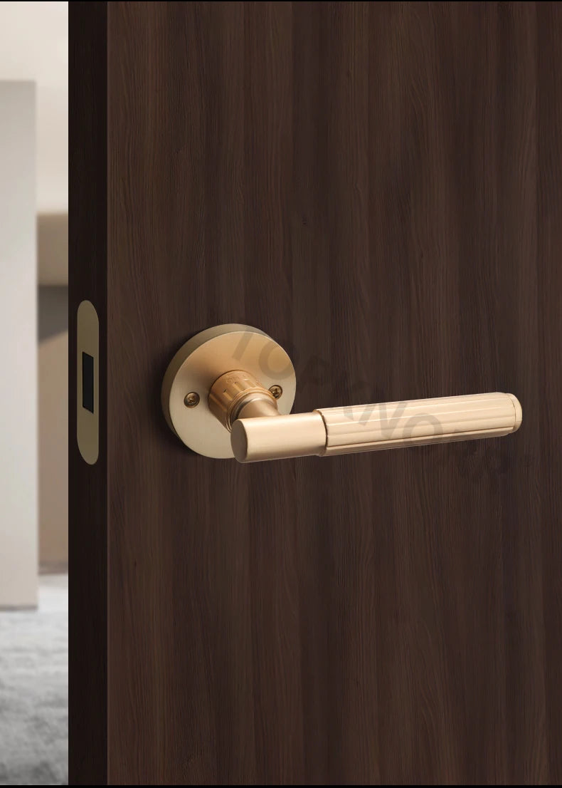 Bedroom Black Door Lock Magnetic Mute Lock Indoor Wooden Door Lock Bathroom Household Simple Door Handle Locks Handles Interior