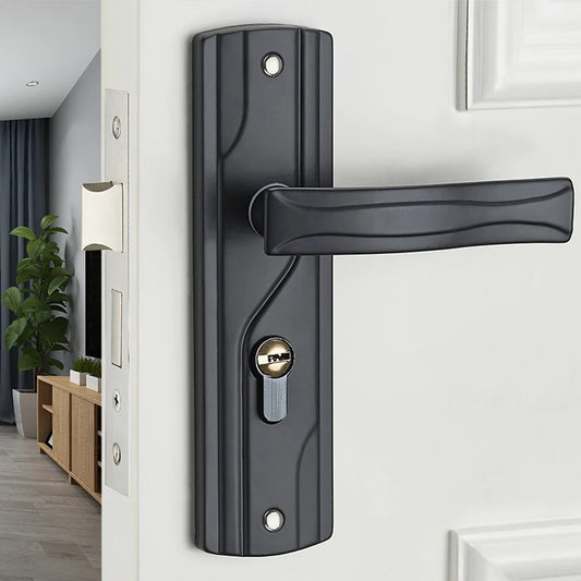 Elegant Appearance For Bedrooms Door Handle Lock Black Door Knob Easy To Install Effortless Locking High-Quality Material